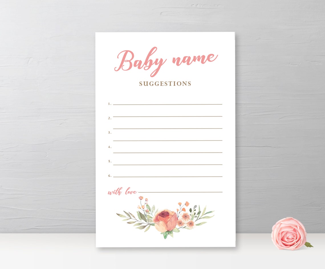 Baby Name Suggestions Sign and Cards Printable Blush Pink Etsy