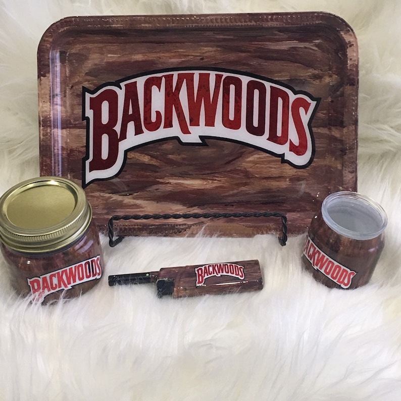 Wood grain Backwoods Rolling Tray Set Etsy