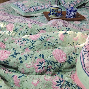 Jaipuri quilt Reversible Quilts/Jaipuri Razai/Soft Quilt/Hand Block Print Quilt /Jaipuri Famous Quilt/ Printed Bedspread