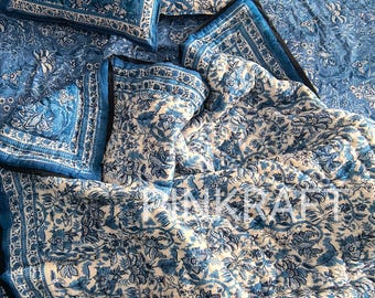Indian Jaipuri Block Print Quilt Printed Reversible Razai Cotton Handmade Floral Quilt, Jaipuri razai , Bedspread Comforter , 100% Handmade