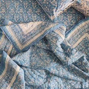 Indian Jaipuri Block Print Quilt Printed Reversible Razai Cotton Handmade Floral Quilt, Jaipuri razai , Bedspread Comforter , 100% Handmade