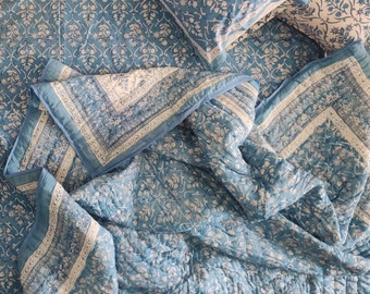 Indian Jaipuri Block Print Quilt Printed Reversible Razai Cotton Handmade Floral Quilt, Jaipuri razai , Bedspread Comforter , 100% Handmade
