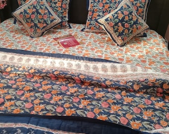 Jaipuri täcke Vändbara täcken/Jaipuri Razai/Mjuk täcke/Handblocktryck täcke /Jaipuri Famous Quilt/ Tryckt överkast