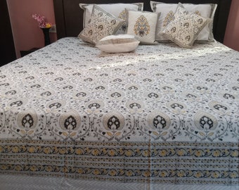 Indian handmade block printed bedsheet ,Boho bedding ,100%Organic Bedsheet ,Double bedding set ,bedspread cotton