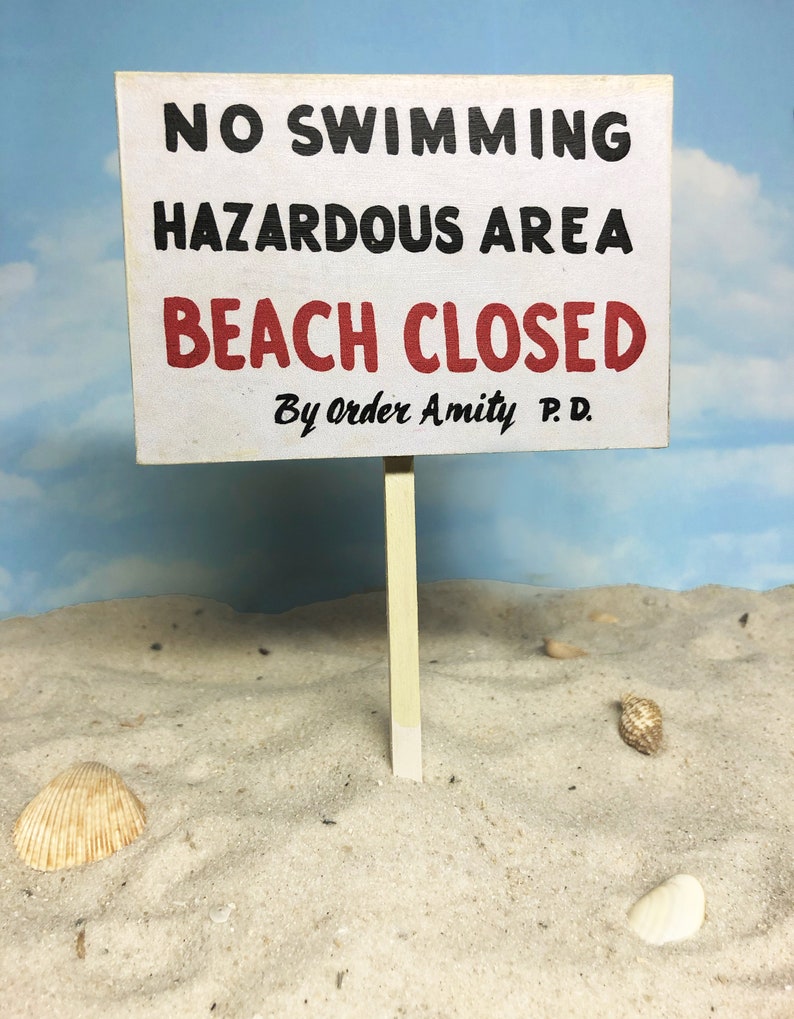 Jaws Beach Closed Mini-Sign | Etsy