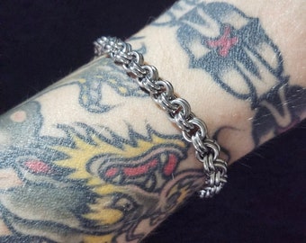 Stainless Steel Ring Bracelet: Adjustable Chainmaille Design