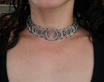 Stainless Steel Vertebrae Choker, Adjustable Necklace