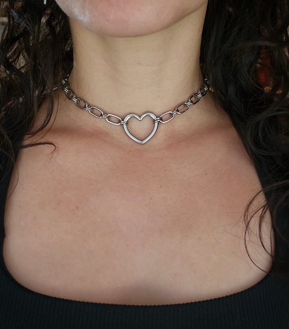 Heart Link Choker Etsy