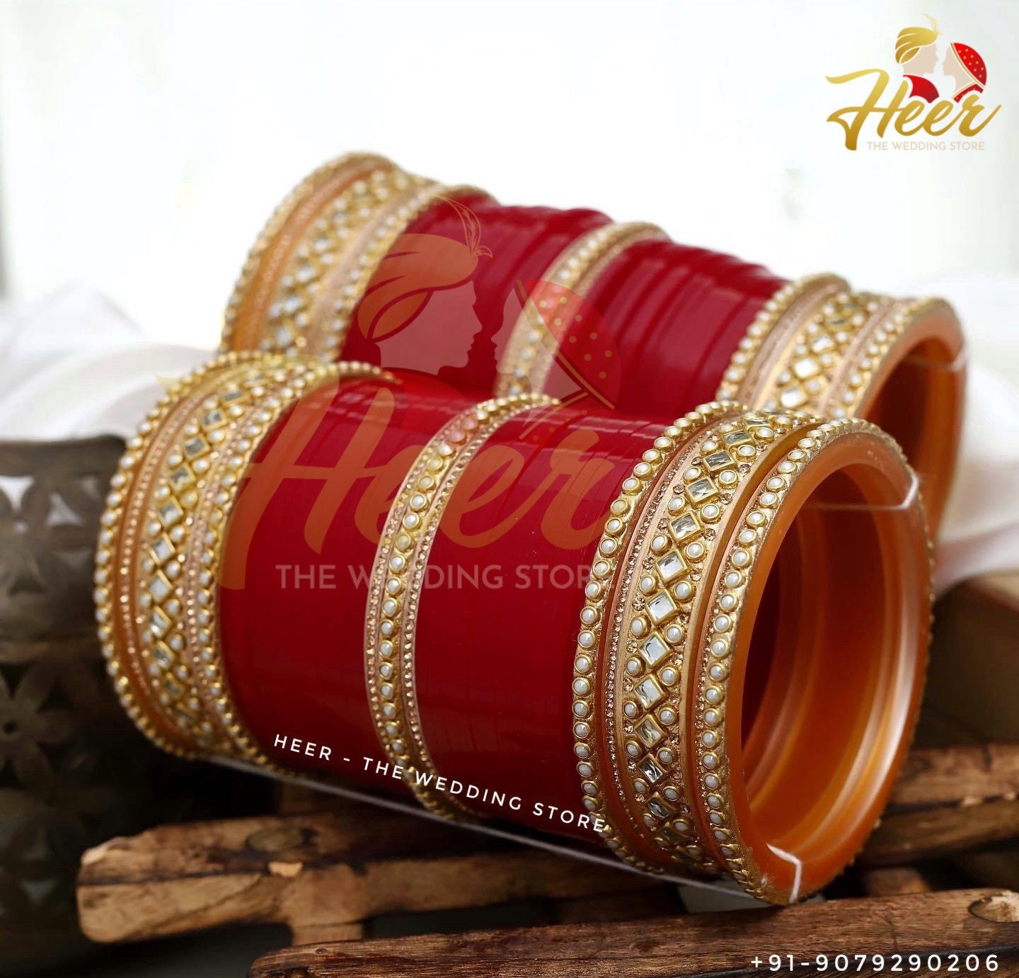 White Round Kundan Bridal Choora Red Bridal Choora Bangles