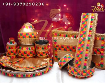 Fulkari Complete Maiyan Set, Punjabi wedding essentials, Indian wedding, Mahiyan Set, Traditions Punjabi