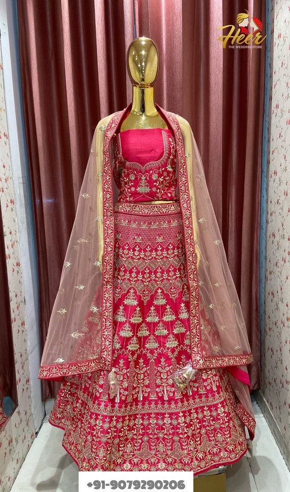 Royal Maroon & Gold Heavy Embroidered Velvet Bridal Lehenga Choli