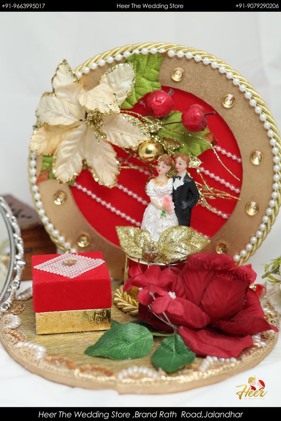 Engagement/Shadi/Sagai Ceremony Decorative thali Ring holder Shagun Plate  Multicolor