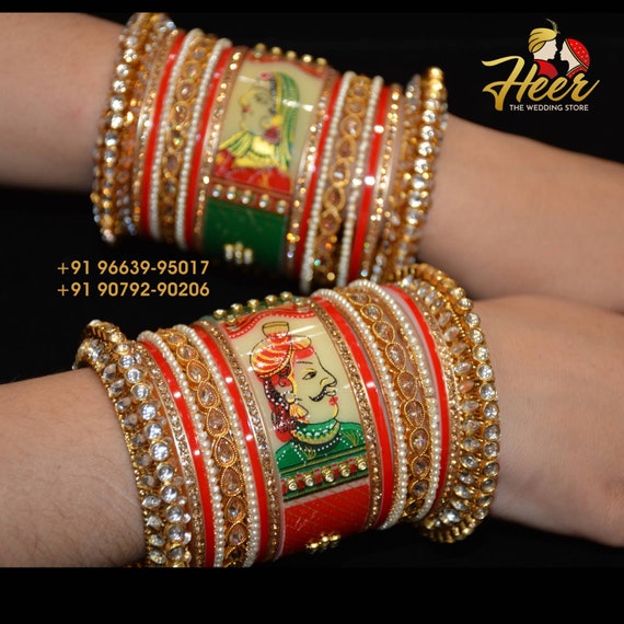 Hand Painted Maharaja Style Raja Rani Multi Coloured Bangles
