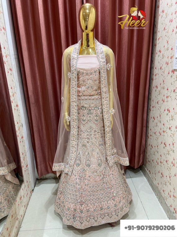 Heer Exclusive Full Jarkan Pastel Semi Stitched Lehenga Lehnga