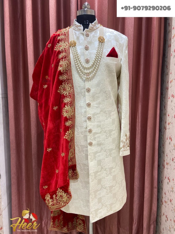 Resham Work Heer Inspired Exclusive Men Wear Achkan Indian Sherwani Punjabi Wedding Sherwani Etsy Hong Kong