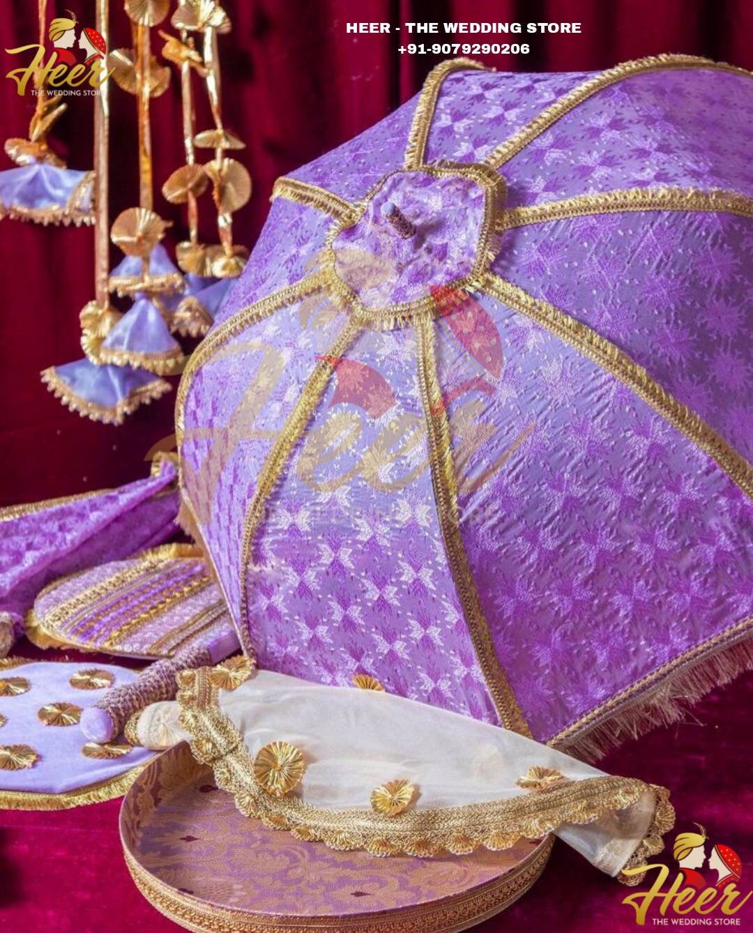 Purple Hue Decorative Umbrella Pakhi Set Thaal Shagan Items Wedding Essentials by Heer Etsy