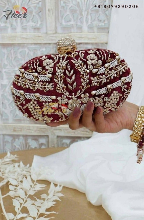 Heavy Work Bridal Potli with Heavy Latkan for Bridge Gift or Indian Wedding  Accessory