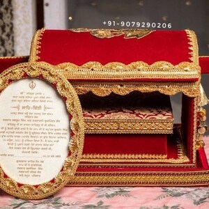 Boda Dholi Sahe Chithi Sikh con Mithai Box, Anand Karaj Sahi chithi, Saha Chithi, Boda Punjabi Sikh, Carta de invitación Punjabi