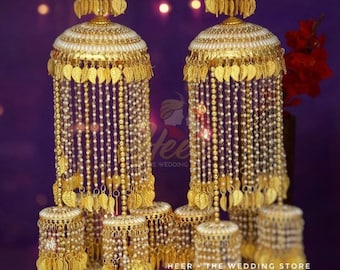 Golden Pearl Work Bridal Pearl Kaleere, Indian Punjabi Kaleera, Wedding Kalire, Kalira HSC 101