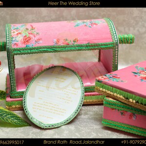 Palki Sahe Chithi con estampado floral, carta de invitación, invitación de boda punjabi de Heer