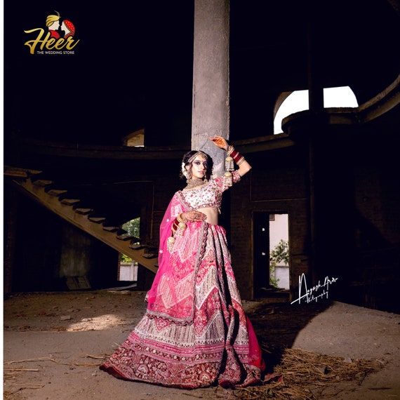 Handwork Cream Pink Heer Exclusive Bridal Lehenga Wedding Wear Indian Outfit Punjabi Lehenga Etsy Australia