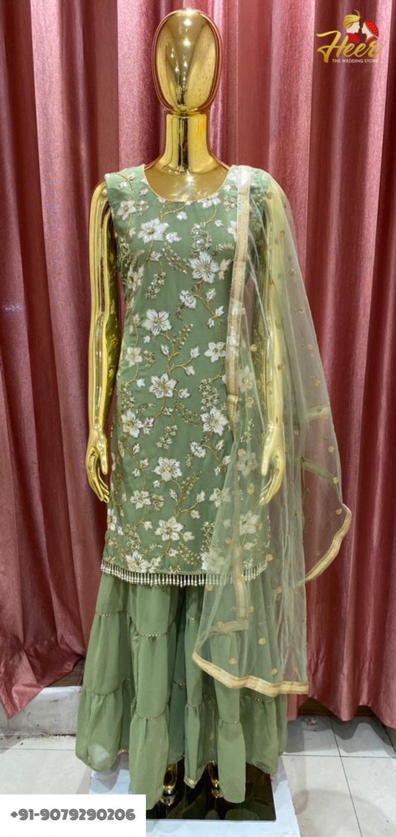 Pista Green Colour Viscose Fabric Women Salwar Suit.