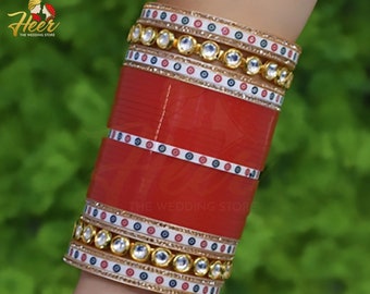 Traditional AC Kundan Punjabi Wedding Bangles, Indian Wedding Chooda, Chura by Heer