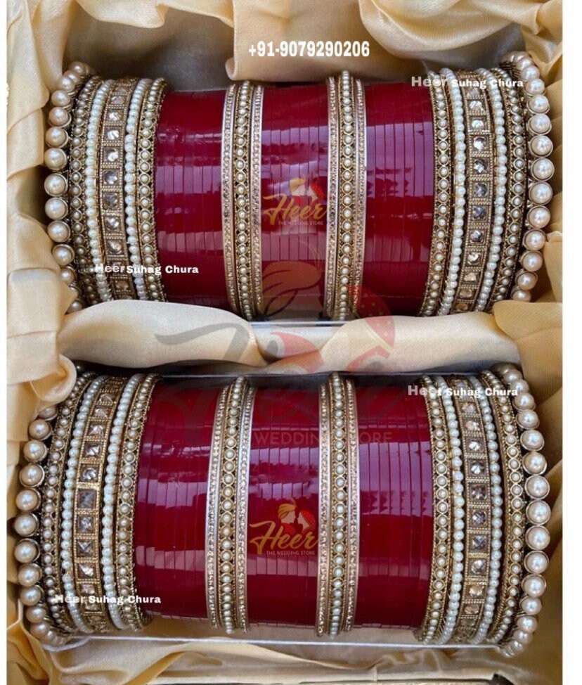 Antique Polki Pearl Punjabi Wedding Chooda Bangles Chura Wedding Choora by Heer Etsy