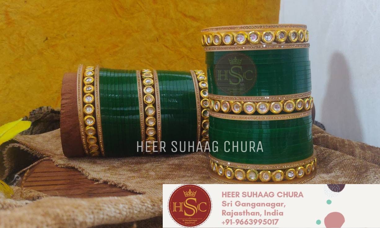 Meenakari Kundan Golden Polished Punjabi Chooda Choora Wedding Chura by Heer