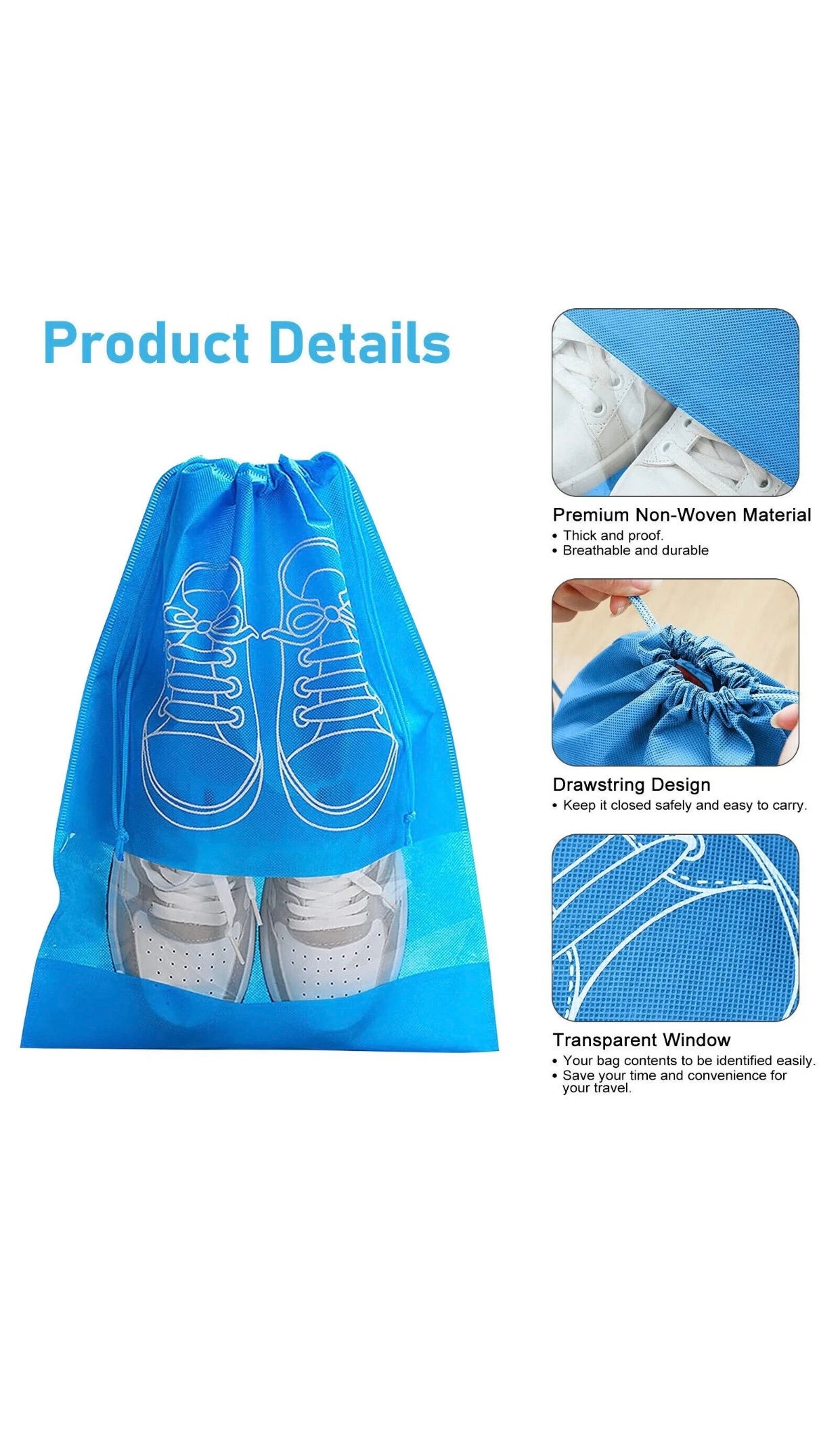 Flannel Shoe Bags for Travel and Storage, 100% Cotton Duster