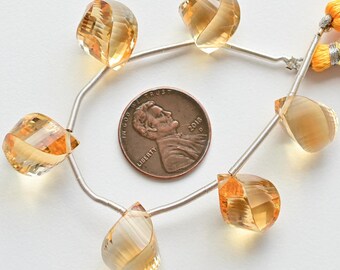 6 piezas de citrino trenzado con forma de gota, cuentas facetadas cortadas en forma de paso, piedras preciosas naturales, joyería de bricolaje, 15 x 10 mm, citrino para hacer joyas