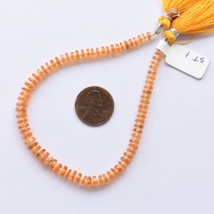 8 Inches MANDARIN GARNET Faceted Tyre Shape Natural Gemstone Briolette Center Drill Beads Line | Mandarin Garnet Beads | Gemstone Strand