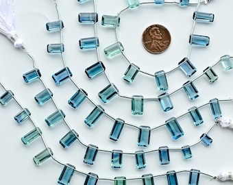 10 Pieces Teal Green Fluorite Faceted Octagon Step Cut Stone Beads | Natural Gemstone Side Drill Strand for Jewelry Making | DIY |