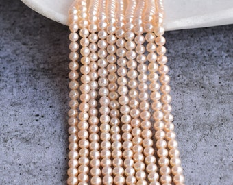 AAA Peach Almost Round Freshwater Pearl for Jewelry Making, Natural Rare High Quality & High Luster Pearl | 4x4 to 5x5 MM