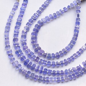 7.5 Inches Tanzanite Cubes Center Drill Faceted Beads Natural Gemstone Strand | 5x8x3 to 4x5.5x2 mm | Tanzanite for Jewelry Making