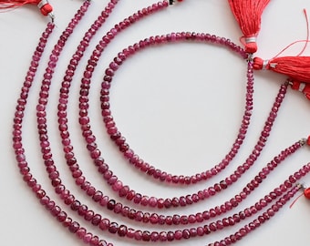 Filo di perline sfaccettate in vetro rubino riempito di rubino da 8 pollici / Rubino per la creazione di gioielli / 4,5x5,5 a 1x2 MM / Forniture di pietre preziose