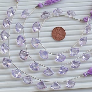 10 Pieces Lavender Quartz Fancy Cut Stone Faceted Beads Natural Gemstone Side Drill Strand for Jewelry Making | 13x15x7 to 10x11.5x5 MM