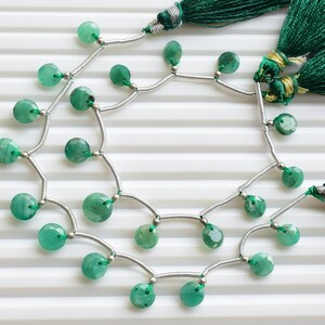 11 Pieces Emerald Round Cut Stone Faceted Face Drill Beads Natural Gemstone | Emerald from Sakota Mines for Jewelry Making