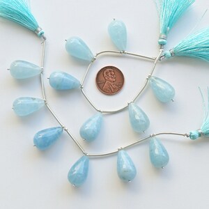 6 Pieces Aquamarine Smooth Drop Natural Gemstone Beads | 20x12x12 MM | Aquamarine for Jewelry Making