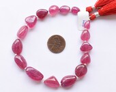 8 Inches GLASS FILLED RUBY Smooth Tumble Shape Treated Gemstone Plane Center Drill Beads Line Ruby Beads Strand Unique Gemstone Beads