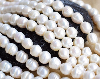 Natural Freshwater White Oval Ringed Pearl for Jewelry Making | 12.5x12x11 to 11x10x9 MM | Pearl jewelry Supplies