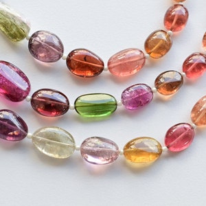 8.5 Inches Congo Multi Tourmaline Smooth Tumble Natural Gemstone Beads | Rare High Quality Tourmaline for Jewelry Making | Gemstone Supplies