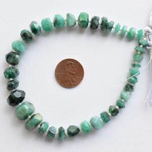 9.5 Inches EMERALD FACETED TUMBLE Shape Natural Gemstone Briolette Center Drill Beads Line | Precious Stone Beads | Genuine Emerald Beads