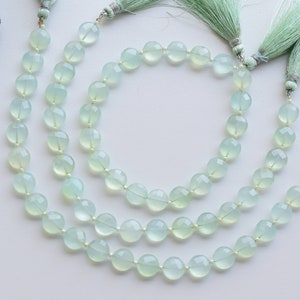 8 Inches Aqua Chalcedony Faceted Round Beads Natural Gemstone Briolette Center Drill Beads Line | Aqua Chalcedony Beads | 9x9x5 MM