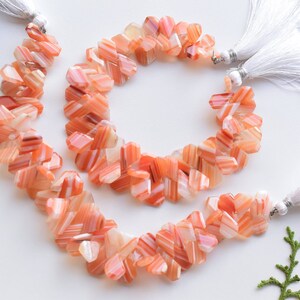 8 Inches Banded Orange Onyx Faceted Geometrical Crown Cut Beads Natural Gemstone Side Drill Beads Line | Onyx Beads | 14x8x2 to 8x5x2 MM