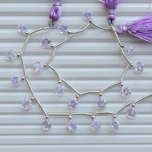 10 Pieces Lavender Quartz Round Carved Flower Cut Stone Beads | Natural Gemstone Face Drill Strand For Jewelry Making | 7x7x5 to 6x6x4 MM