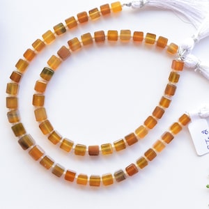 8 Inches Brown Onyx Faceted Cubes Beads Natural Gemstone Center Drill Beads Line Strand | Brown Onyx Beads | 6x6 to 4x4 MM