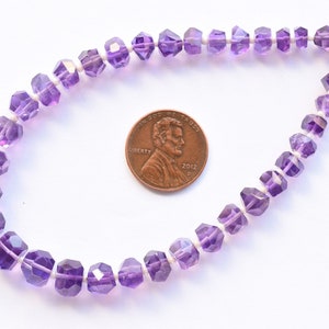 8 Inches African Amethyst Tumble Cubes Faceted Center Drill Natural Gemstone Beads | 6x9 to 3.5x5.5 mm | Amethyst for Jewelry Making