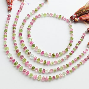 8 Inches Multi Tourmaline Faceted Tumble Cube Beads Natural Gemstone Beads | Tourmaline for Jewelry | 5x5.5 to 2.5x4 MM | DIY Beads