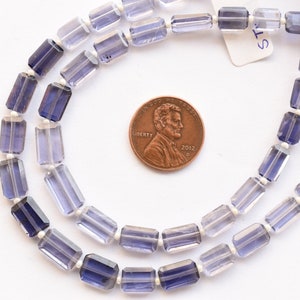 8 Inches Blue Iolite Octagon Crown Cut Faceted Beads Center Drill Natural Gemstone Strand | 11.5x6.5x3 to 7x5x2.5 mm | Iolite for Jewelry